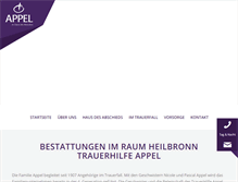 Tablet Screenshot of bestattungen-appel.de